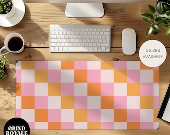 Checkered Aesthetic Large Desk Pad, Computer Retro Style Large Mouse Pad, Aesthetic Desk Accessories, Office Gifts for Her Cute, Gamer Mat