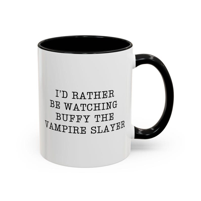 Taza de vampiro "Prefiero estar viendo Buffy", regalo para fans de Buffy, taza de café de vampiro, taza de Halloween, vajilla gótica, regalo para amantes de los vampiros, taza de película. imagen 2