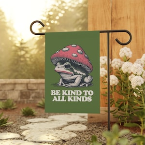 Be Kind Frog Garden Flag, Fall Garden Flag, Frog Garden Flag, Home Banner, Garden Decor, Gifts for Gardeners, Funny Garden Flag,