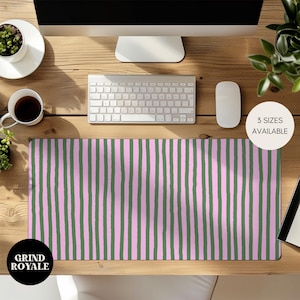 Stripes Aesthetic Large Desk Pad, Computer Retro Style Large Mouse Pad, Aesthetic Desk Accessories, Office Gifts for Her Cute, Gamer Mat