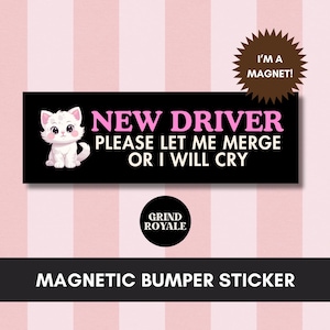 New Driver Funny Car Magnet, Funny Car Magnet, Funny Bumper Sticker, Gifts For New Driver, Teenager Gift, Student Driver Magnet