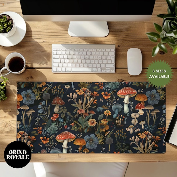 Cottagecore Botanicals Desk Mat, Mushroom Desk Mat, Gamer Desk Mat, Gaming Desk Mat, Large Desk Mat, Desk Accessories,  Mushroom Gift