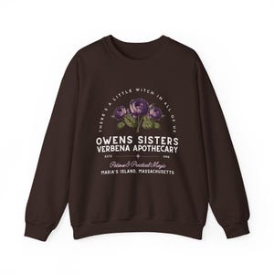 Owens Sisters Apothecary Witch Shirt, Cute Fall Sweatshirt, Witchy Woman Gifts, Witch Gift, 90s Witch Movies, Gifts for Geeks Dark Chocolate
