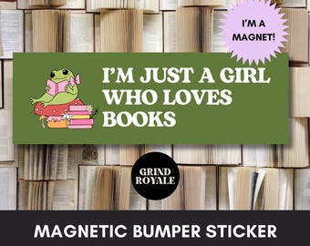 Bookish Cute Frog Bumper Sticker, Funny Car Magnet, Bumper Sticker, Gifts For Geeks, Book Sticker, Read Banned Books,Gifts for Readers
