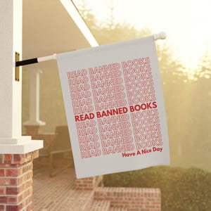 Read Banned Books Garden Flag, Little Library Garden Flag, Reading Garden Flag, Bookish Yard Flag, Progressive Flag, Liberal, Democrat Flag