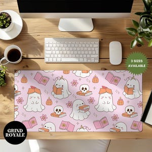 Cute Ghosts-bureaumat, esthetisch bureauaccessoire, schattige werkruimte, trendy werkruimte, meisjesbureau, boho chic, schattige bureautopper, bureauonderlegger, gamermat