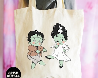 Horror Movies Monster Tote, Gothic Tote, Book Bag, Witchy Gifts,Horror Movies, Horror Lover,Halloween Tote,Horror Gift, Pastel Goth Tote