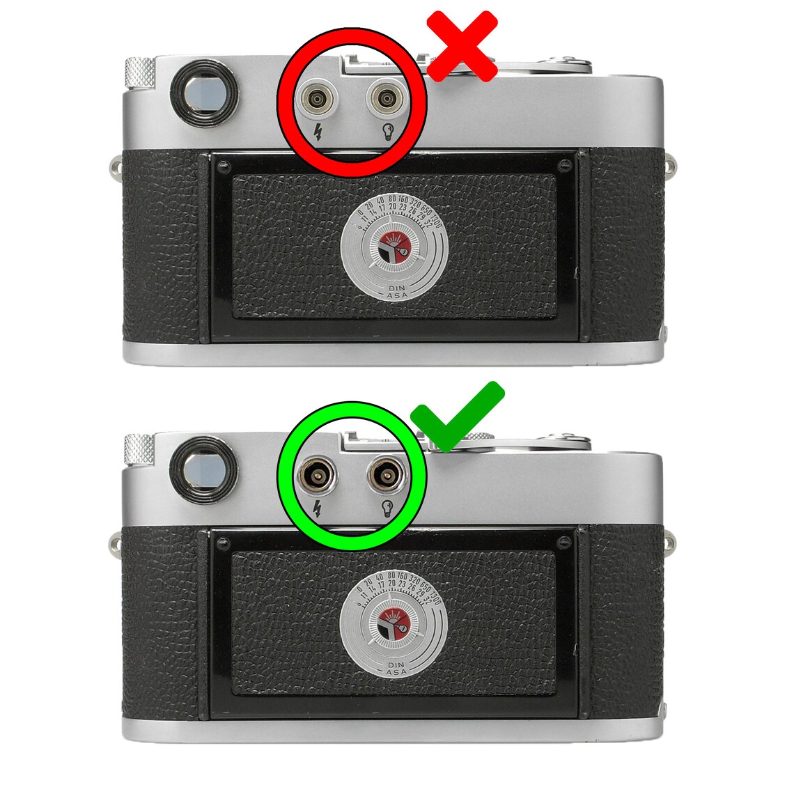 Leica M1/M2/M3/MD Flash Sync Cover black / Grey Set of 2 Etsy