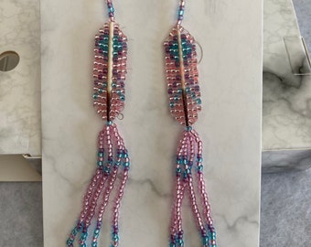 Porcupine quill beaded earrings
