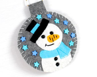 Felt Snowman Bauble - Winter Snowman Hanging Decoration - Christmas Tree Bauble - Secret Santa - Stocking Filler