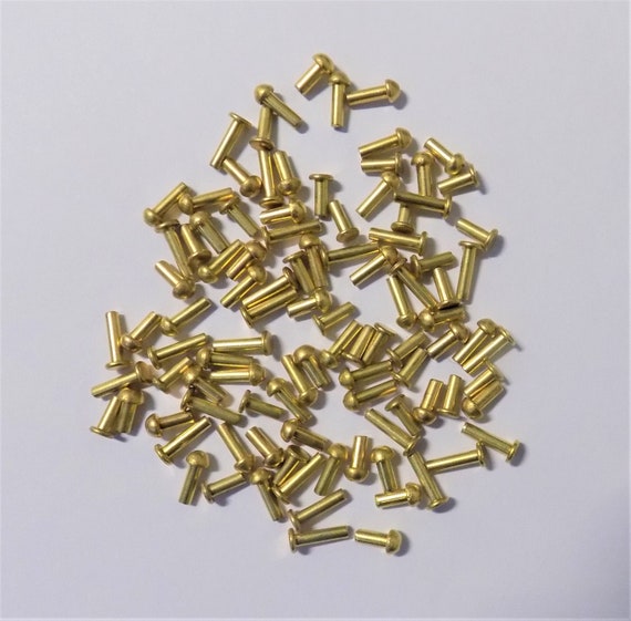 Brass Rivets, 1/4, 1.3mm, 100 Pieces 
