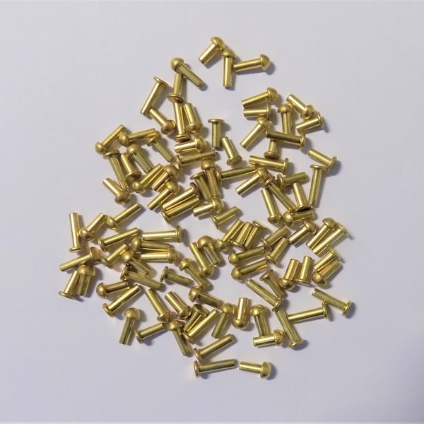 100 x Assorted Brass Dome & Flathead Rivets for Clocks / Hobbies 7.25mm 10.25mm