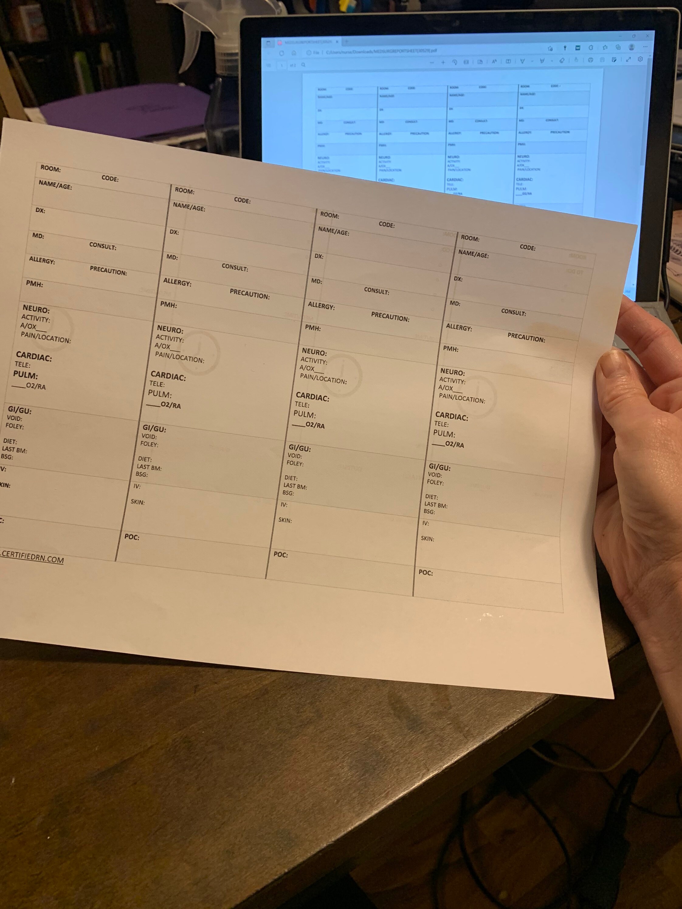 med-surg-report-sheet-certified-rn