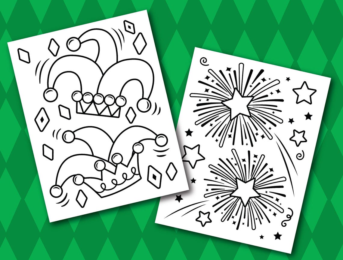 Mardi Gras Coloring Page Set - Instant Download Printable Mardi Gras ...