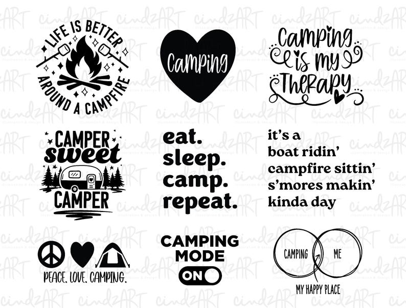 Camping SVG-paket - Campingtröja SVG - Campingliv svg - Happy Camper png - Campinghoodie svg - Campingtröja för barn - Babycamping SVG bild 6