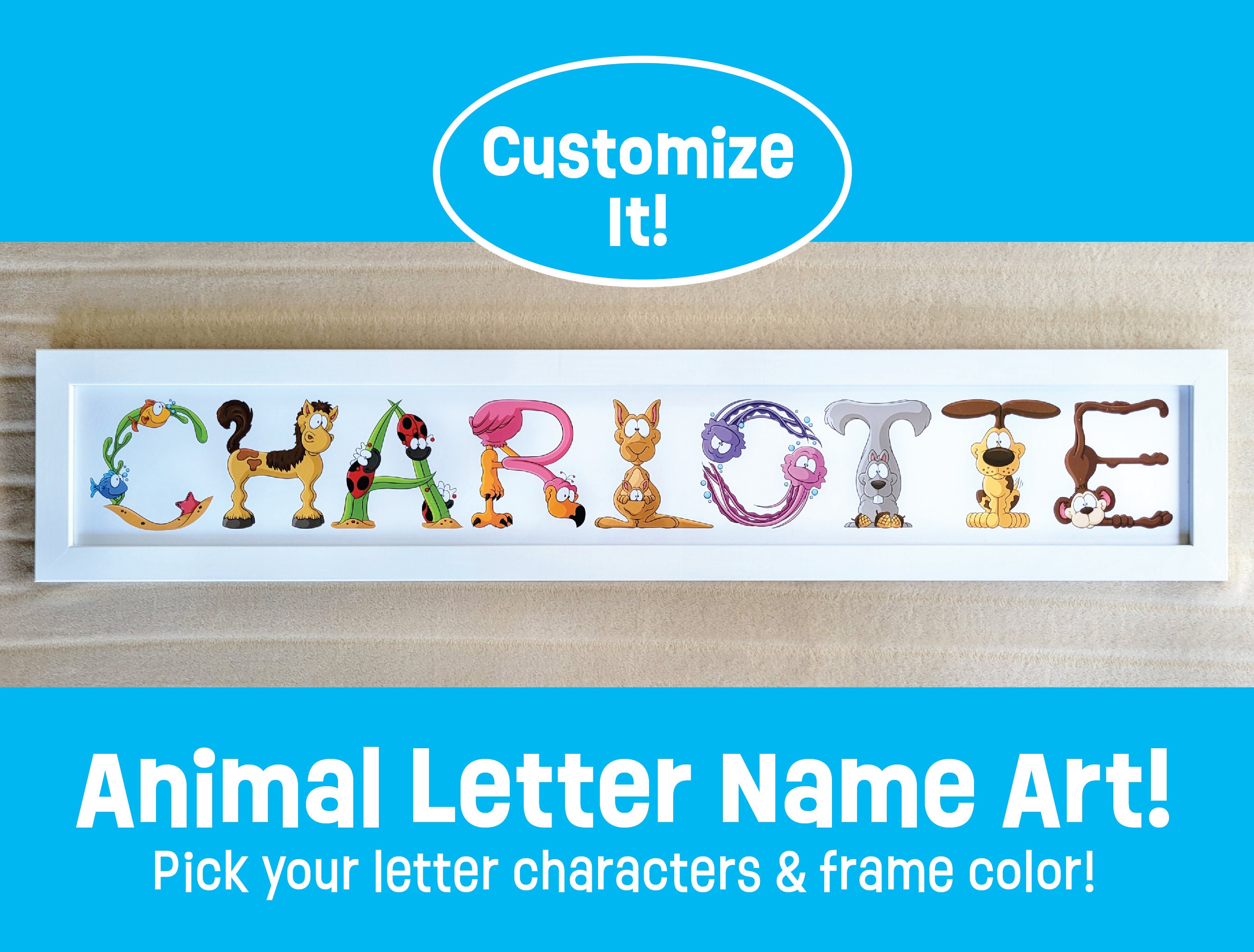 9 Letter FRAMED Custom Animal Letter Name Art Animal - Etsy Australia 9 Letter FRAMED Custom Animal Letter Name Art Animal - Etsy Australia
