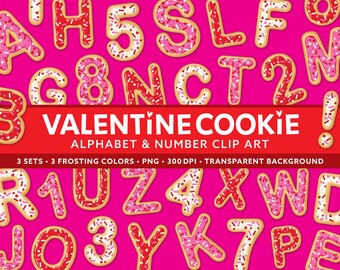 Valentine Cookie Clipart - Instant Download - Valentine's Day Font - Valentine's Day Cookies - Valentine Letters - Valentine Alphabet