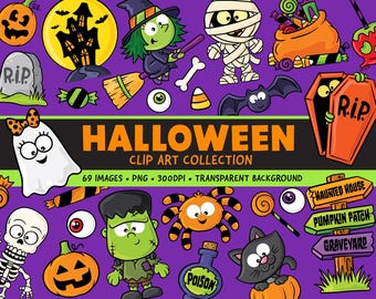 Cute Halloween Clipart - Halloween Party Decor - Kids Halloween Sublimation - Kids Halloween PNG - Frankenstein Mummy Vampire - Spooky PNG