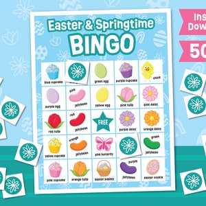 Easter Spring Bingo Game - Instant Download - Easter Springtime Kids Activity - Easter Party Printable - Kids Bingo School Party Game