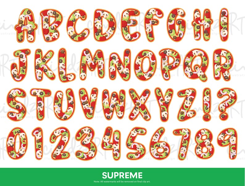 Pizza Letter Alphabet & Number Clipart - Pizza Party Clipart - Pizza ...