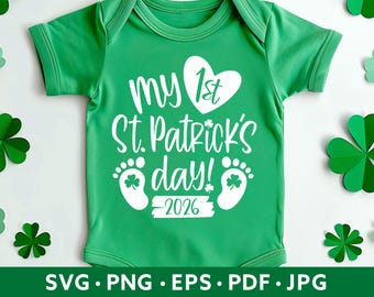 Premier cadeau de la Saint-Patrick - 1er cadeau de la Saint-Patrick - Sublimation PNG pour le 1er Saint-Patrick - bébé trèfle chemise body couverture
