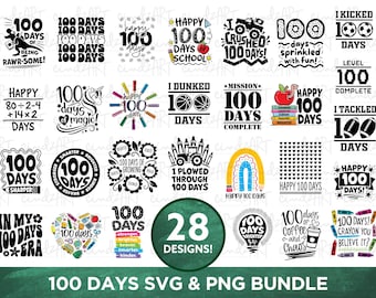 100 dagar i skolan SVG-paket - 100:e dagen i skolan svg - 100 dagar svg - Lärare PNG Sublimering - Skolskjorta SVG - Sport svg - Klippfiler