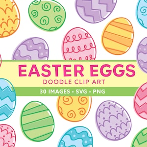 Clipart de huevo de Pascua - Lindo dibujo de huevo de Pascua SVG PNG - Paquete de imágenes prediseñadas de huevo de Pascua - Huevo de Pascua SVG feliz - Imágenes de planificador de álbumes de recortes de Pascua
