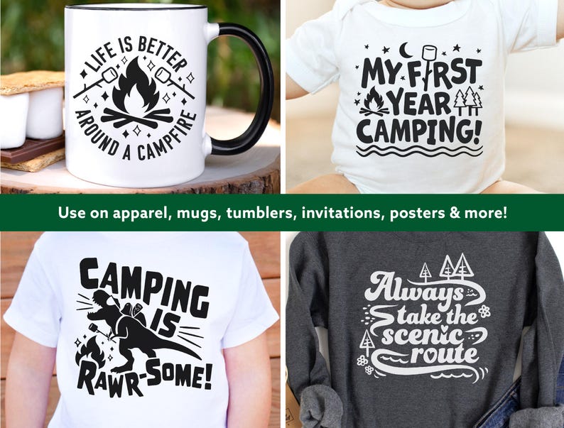 Camping SVG-paket - Campingtröja SVG - Campingliv svg - Happy Camper png - Campinghoodie svg - Campingtröja för barn - Babycamping SVG bild 2