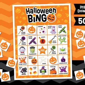 Bingo di Halloween stampabile - Download immediato - Gioco di bingo per feste in classe - Gioco di bingo per feste di Halloween sul lavoro - Gioco spettrale per bambini