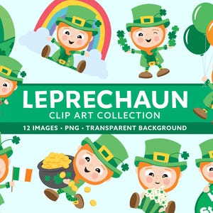 Clipart lutin - mignon St. Patricks Day Clipart - graphiques Lucky Leprechaun - décoration St Patrick - usage Commercial - téléchargement immédiat