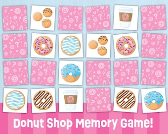 Donut Shop Memory Match Game - Donut Dessert Printable  - Donut Birthday - Donut Baby Shower - School Party Activity -  Instant Download