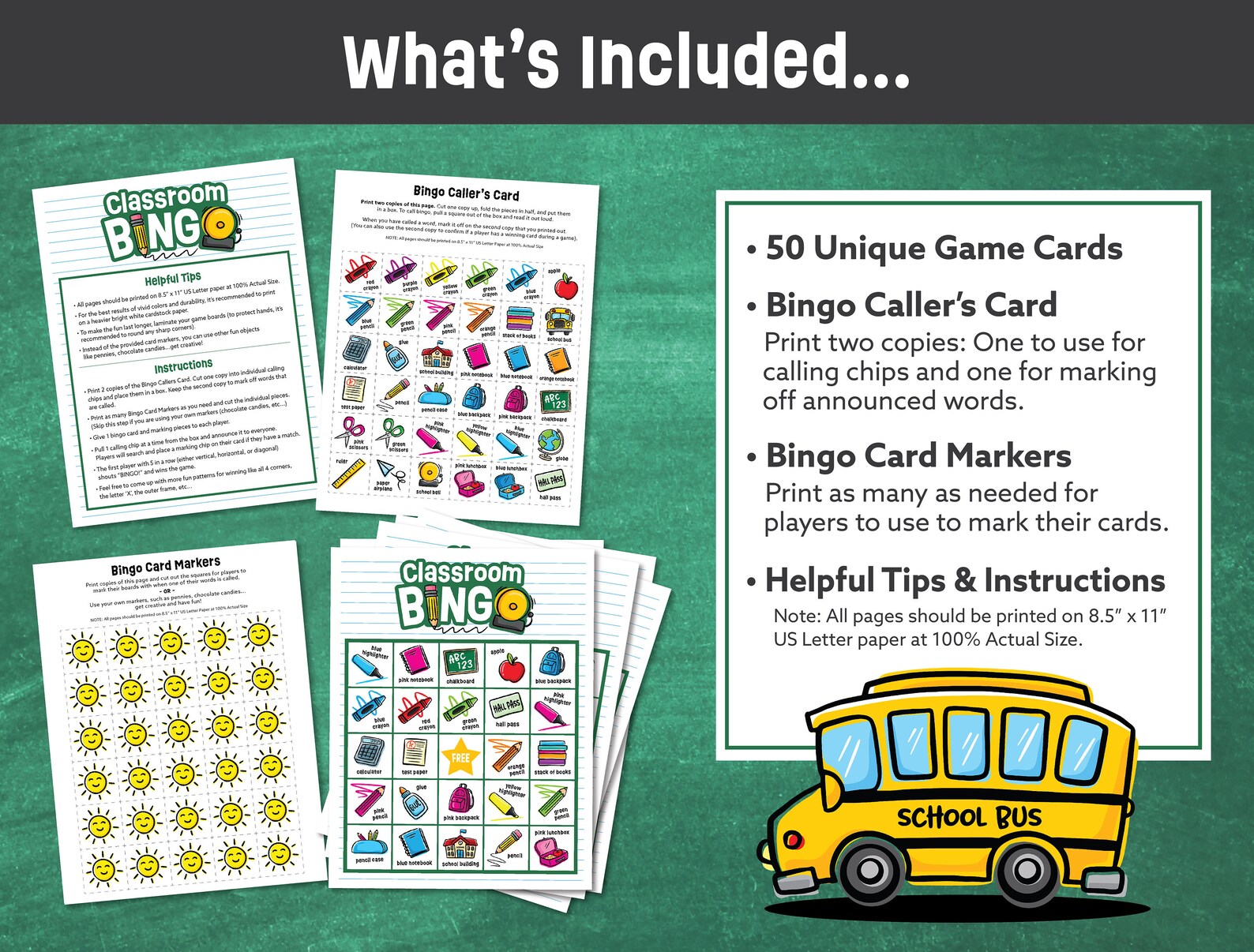 Back to School Bingo Game Printable Instant Download Classroom Bingo ...