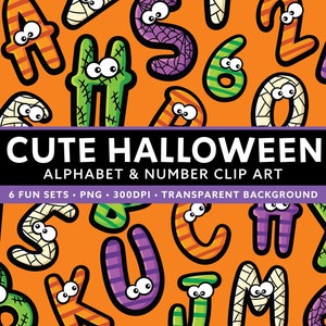 Número de alfabeto de Halloween Clipart - Descarga instantánea PNG - Haz tu propio paquete de nombre - Spooky Halloween Letter Clipart - Monster Letters