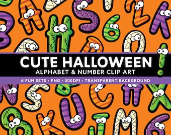 Halloween Alphabet Number Clipart - Instant Download PNG - Make Your Own Name Bundle - Spooky Halloween Letter Clipart - Monster Letters