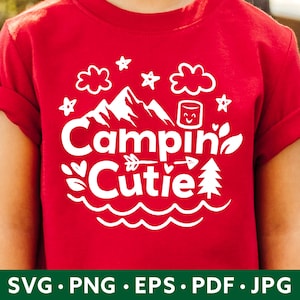 Camiseta de camping para niños SVG - Camiseta de camping para niños pequeños, SVG de camping para niñas y niños pequeños - Lindos SVG de camping para niños - Sublimación PNG de camping para bebés - SVG de camping para bebés