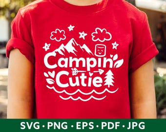 Campingshirt voor kinderen SVG - peuter meisje jongen camping SVG - schattige kinderen camping svg - camping schatje png sublimatie - baby camping schatje svg