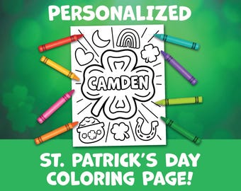 Página para colorear personalizada de San Patricio - Descarga instantánea - Actividad personalizada de San Patricio - Juego de San Patricio para niños en el aula