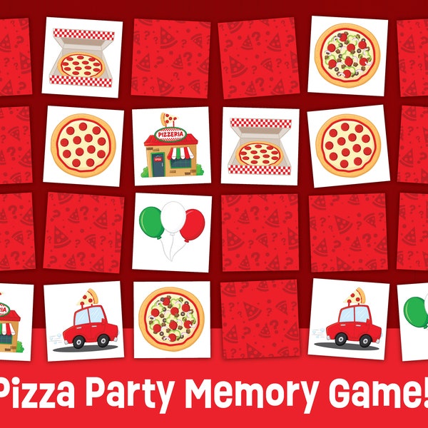 Pizza Party Memory Match Game Printable - Fun Pizza Printable Kids Activity - Instant Download Classroom Party Game - Pizza Memory Match