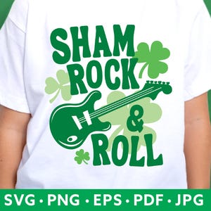 St. Patricks Day Kleeblatt SVG - lustiger süßer Rock n Roll glücklicher Junge Mädchen Baby PNG - Kinder St. Paddy PNG Sublimation - irisches Musikliebhaber Geschenk