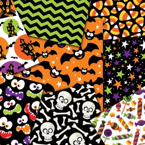 Halloween Digital Paper Set - Seamless Pattern - Scrapbook Paper - Cute ...