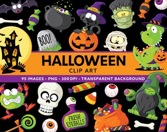 Cute Halloween Clip Art - Halloween Party Decor - Halloween Scrapbooking - Halloween Digital PNG - Gnomes - Pumpkin - Witch - Trick or Treat