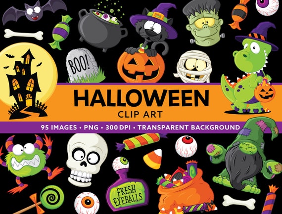 Cute Halloween Clip Art - Halloween Party Decor - Halloween Scrapbooking - Halloween Digital PNG - Gnomes - Pumpkin - Witch - Trick or Treat