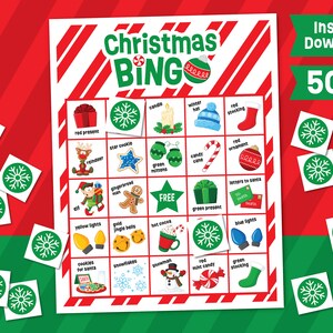 Weihnachtsbingo Spiel zum Ausdrucken - Sofortiger Download - Weihnachtsbingokarten - Urlaub Bingospiel - Kinder Schulklasse Aktivitäts-Weihnachtsspiel