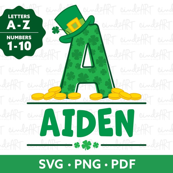 St Patricks Monogram - Cute St Patrick Day PNG Sublimation - Baby Kid Boy Girl St. Paddys SVG - Personalized Custom St Patricks Name Clipart