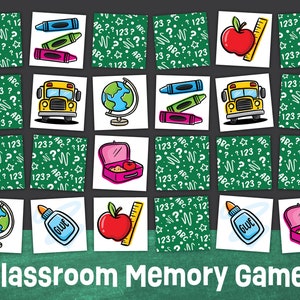 Classroom Memory Match Game Printable - First Day of School Kids ...