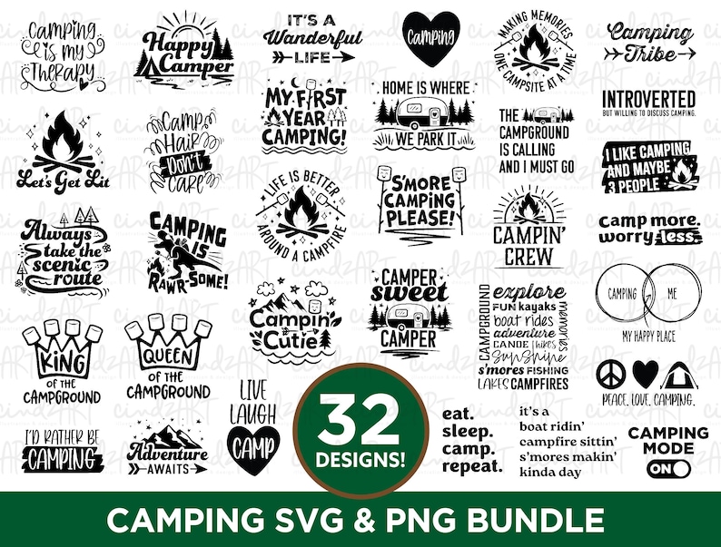 Camping SVG-paket - Campingtröja SVG - Campingliv svg - Happy Camper png - Campinghoodie svg - Campingtröja för barn - Babycamping SVG bild 1