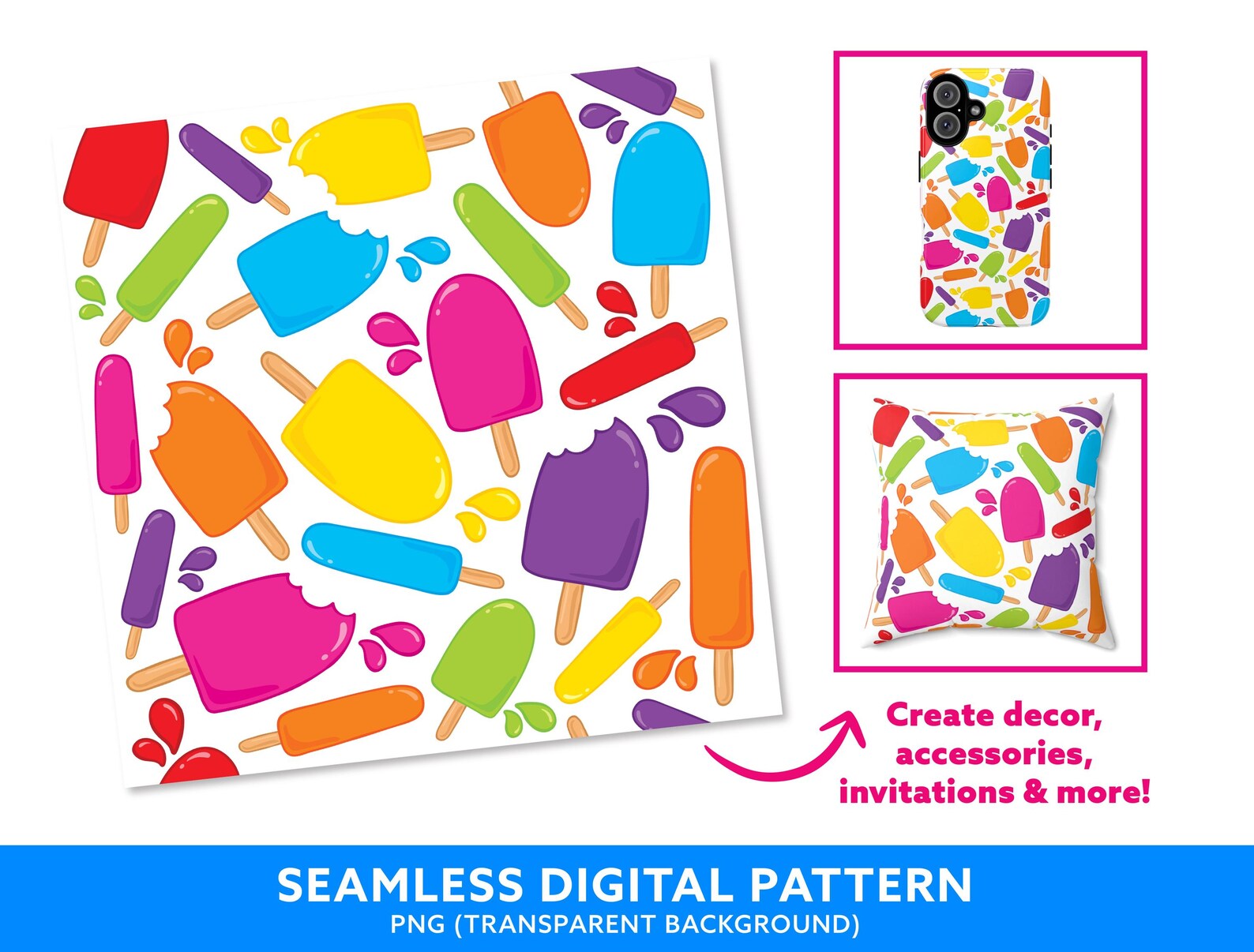 Popsicle Clipart Set - Cute Popsicle Summer Clip Art - Popsicle Borders ...