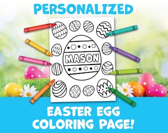 Personalisierte Ostern Malseiten - Sofortiger Download - Benutzerdefinierte Ostern Kinder Aktivität - Osterei Namen Malseiten - Ostern Korb Stuffer