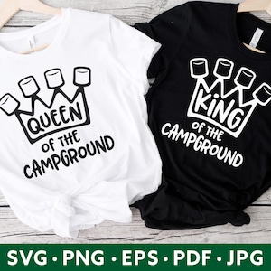 Camiseta de camping para parejas SVG - Marido y mujer en camping SVG - Reina y rey en camping PNG divertido sublimación - Pareja en camping SVG - Vida en camping SVG