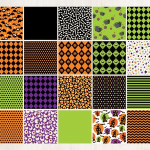 Halloween Digital Paper Set - Seamless Pattern - Scrapbook Paper - Cute ...